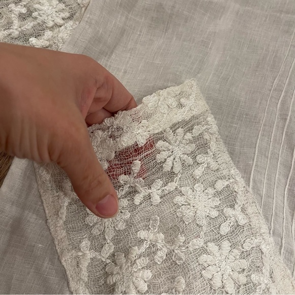 Mastro Moda Blouse Women’s M Button Up White Linen Lace Lagenlook Made In Italy - Picture 6 of 10